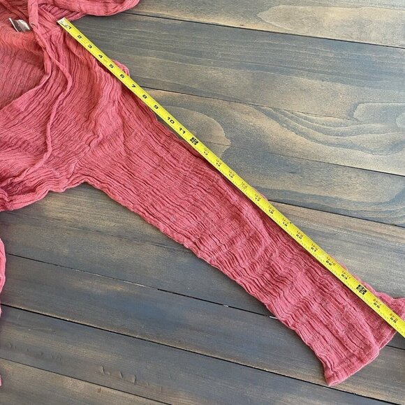 Chico’s Deep V-Neck Sheer Linen Scurunchy Hoodie Legenlook Women's Size 0 (H6) - Picture 13 of 13